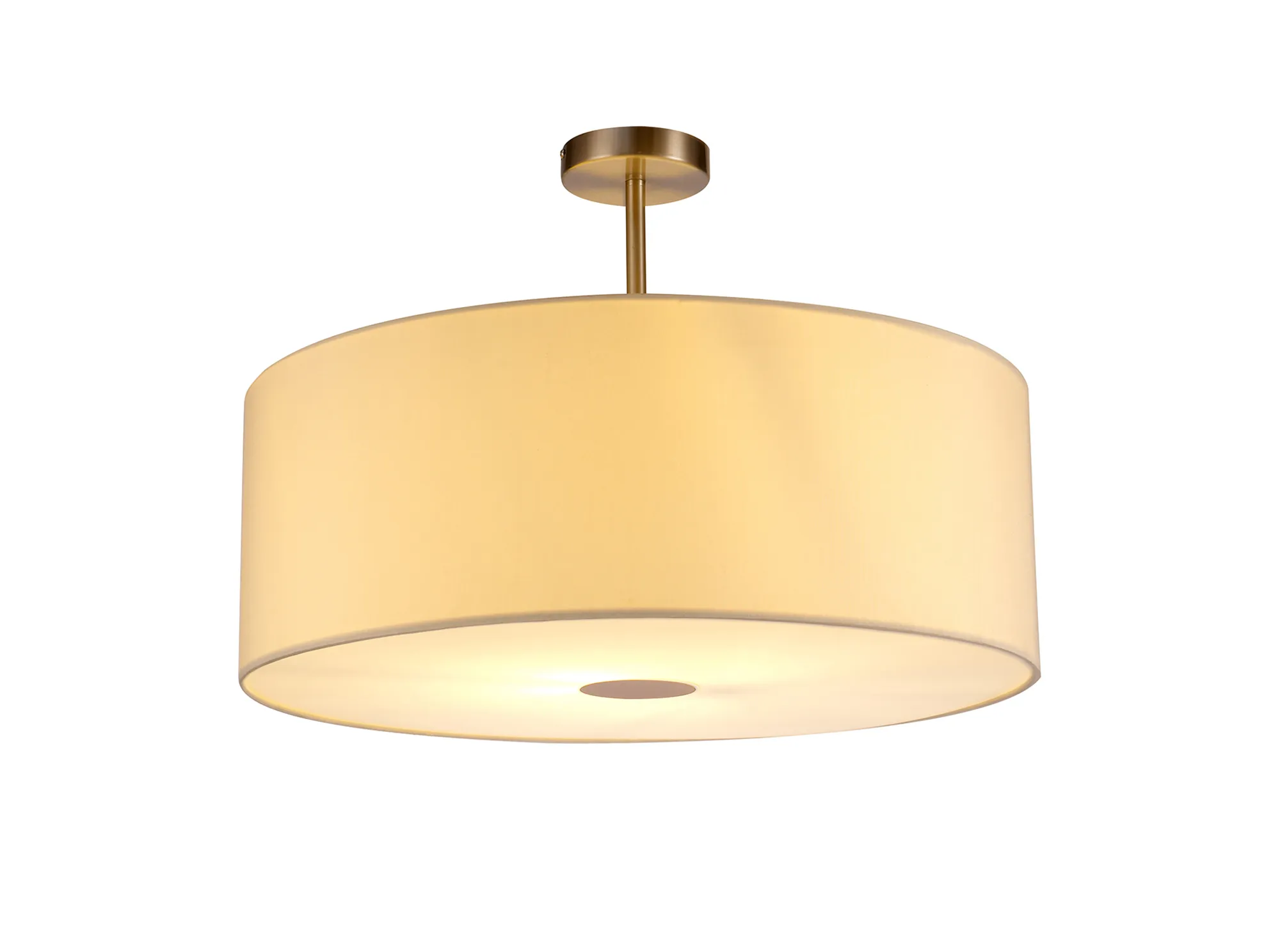 DK0271  Baymont 60cm Semi Flush 1 Light Satin Nickel; Ivory Pearl; Frosted Diffuser